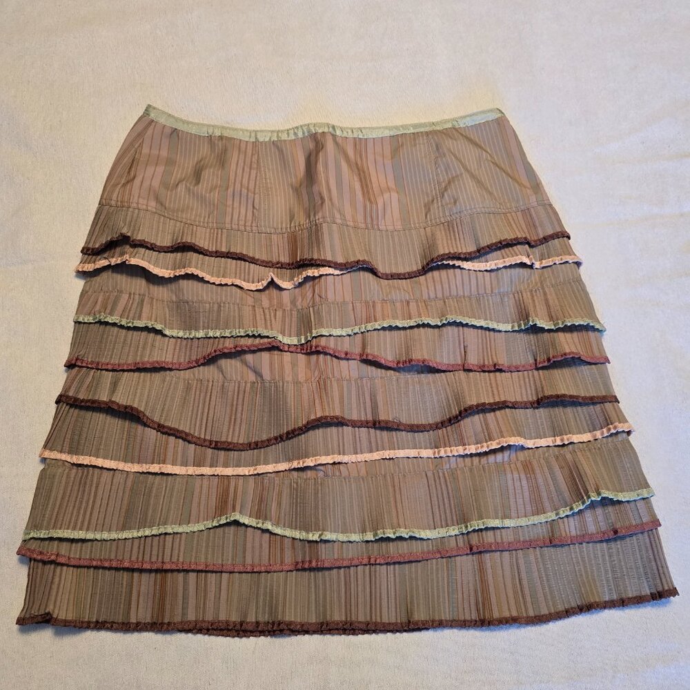 CYNTHIA by CYNTHIA STEFFE Size 6 Womens Tiered Skirt Mini Pleats Fall Colors - Picture 1 of 15